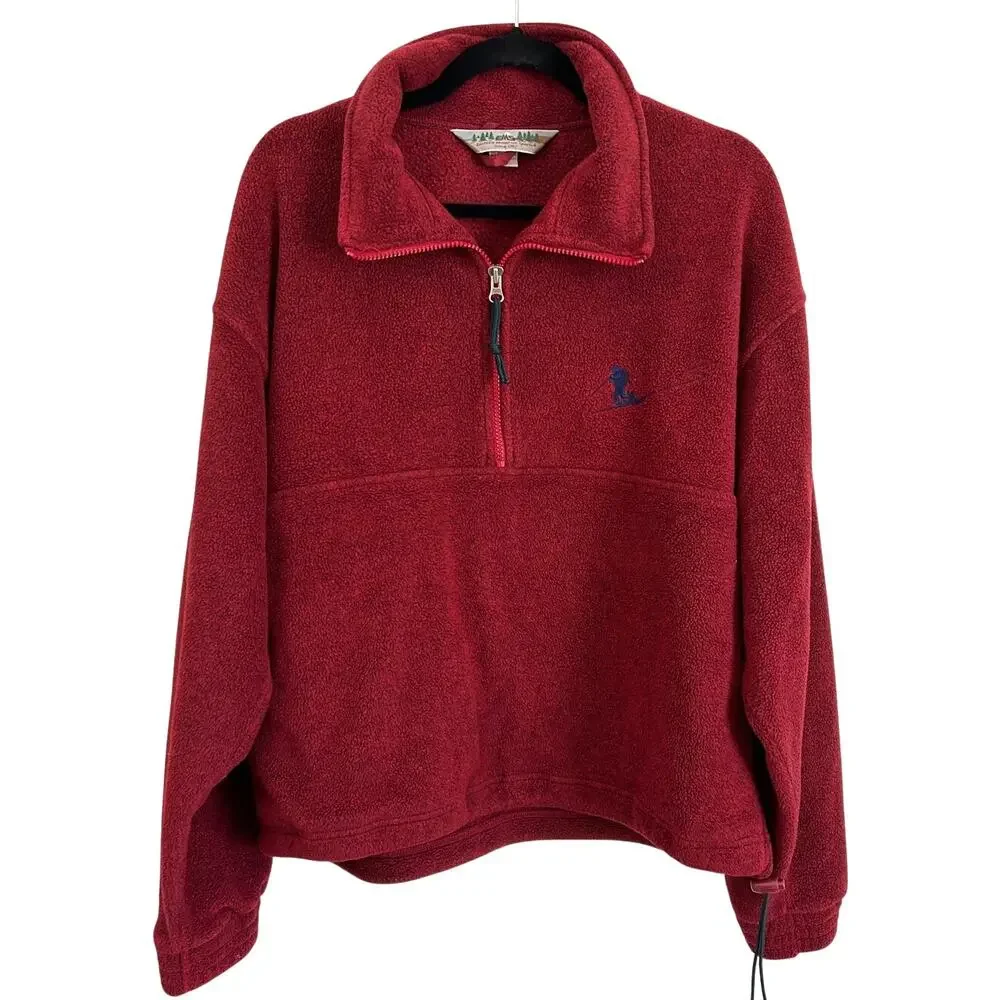 Vintage EMS Burgundy Fleece 1/2 Zip Pullover Sweater Men’s Medium Skier Logo